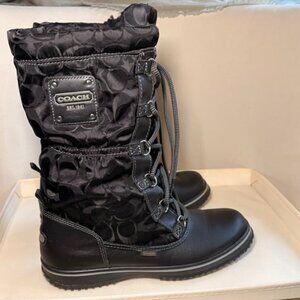 COACH SHAINE Black Nylon Winter Boots, Size 8.5